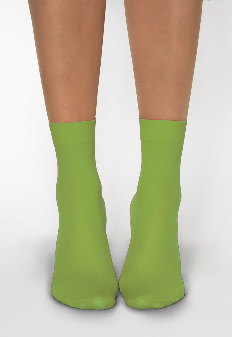 Katrin 40 Denier Opaque Ankle Socks in Kiwi Neon Green