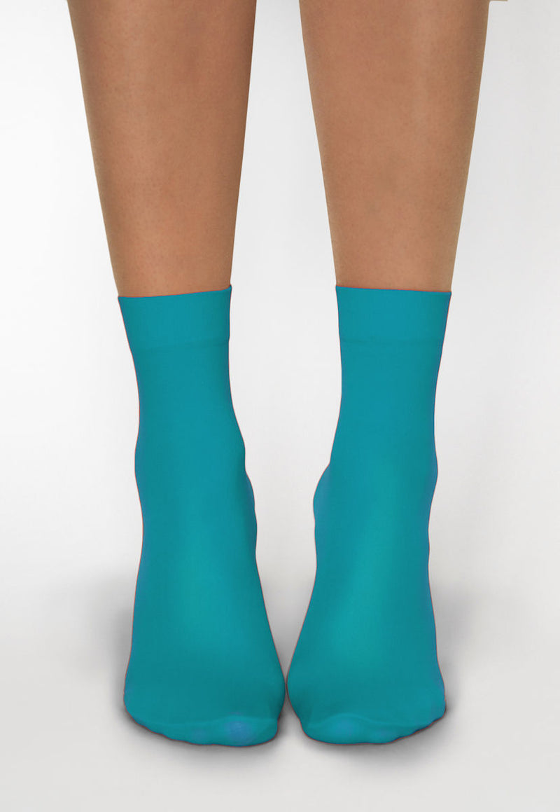 Katrin 40 Denier Opaque Ankle Socks in Turquoise Blue