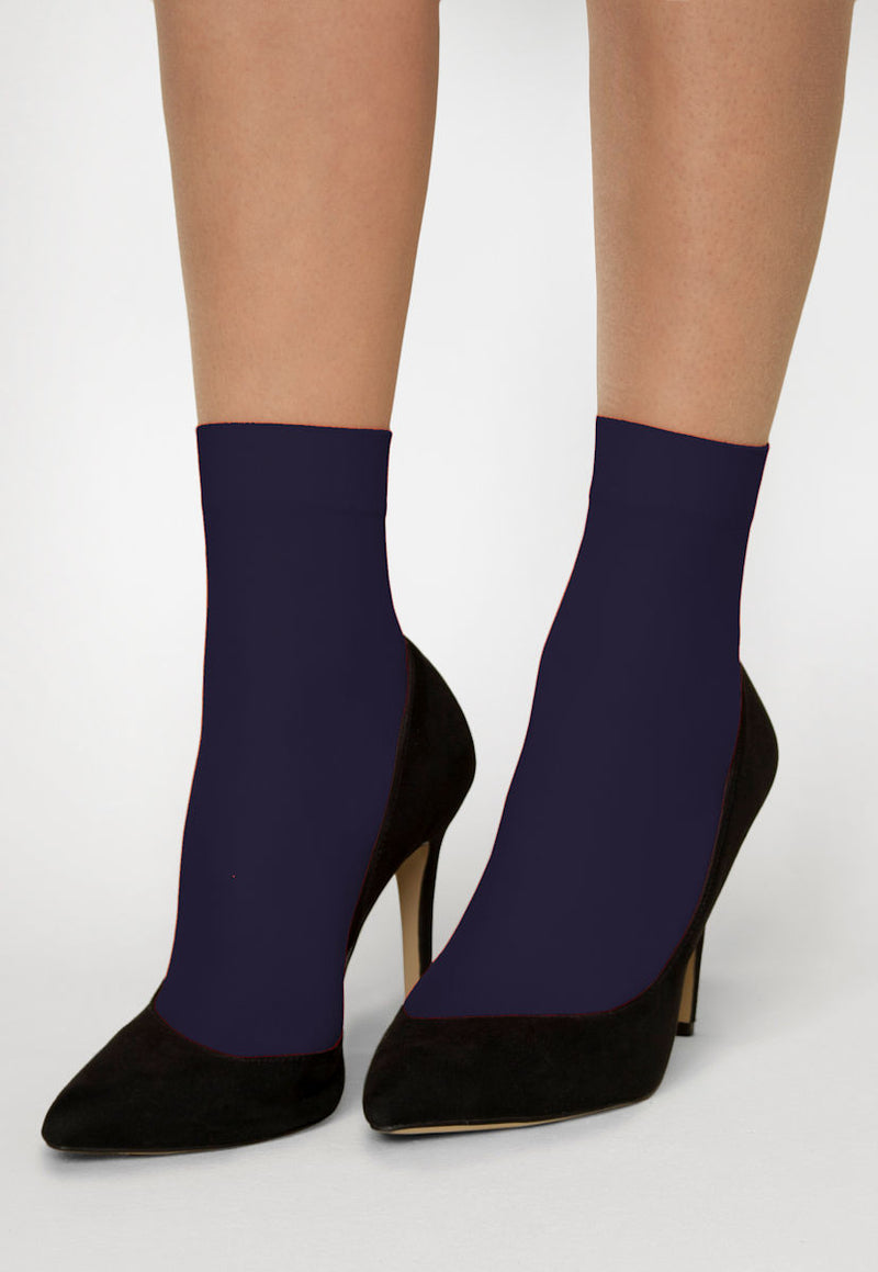 Katrin 40 Denier Opaque Ankle Socks in Violet Purple