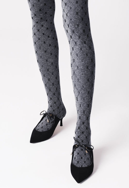 Matilda Diamonds & Dots Patterned Opaque Tights by Fiore