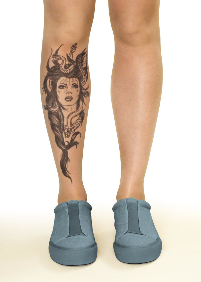Medusa Head Tattoo Printed Sheer Tights/Pantyhose