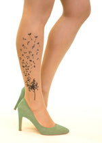 Musical Dandelion Tattoo Printed Sheer Tights/Pantyhose