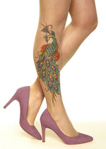 Peacock Charm Tattoo Printed Sheer Tights/Pantyhose
