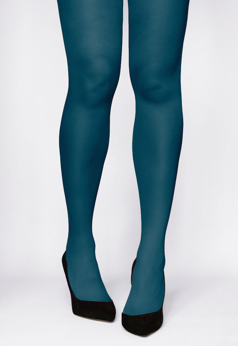 Rosalia 40 Den Coloured Opaque Tights in Tifone teal blue
