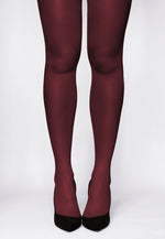 Rosalia 40 Den Coloured Opaque Tights in Vino Rosso burgundy maroon red