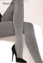 Sassi 05 Houndstooth Patterned Tights by Gatta in black white