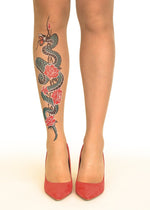 Serpent Power Tattoo Printed Sheer Tights/Pantyhose