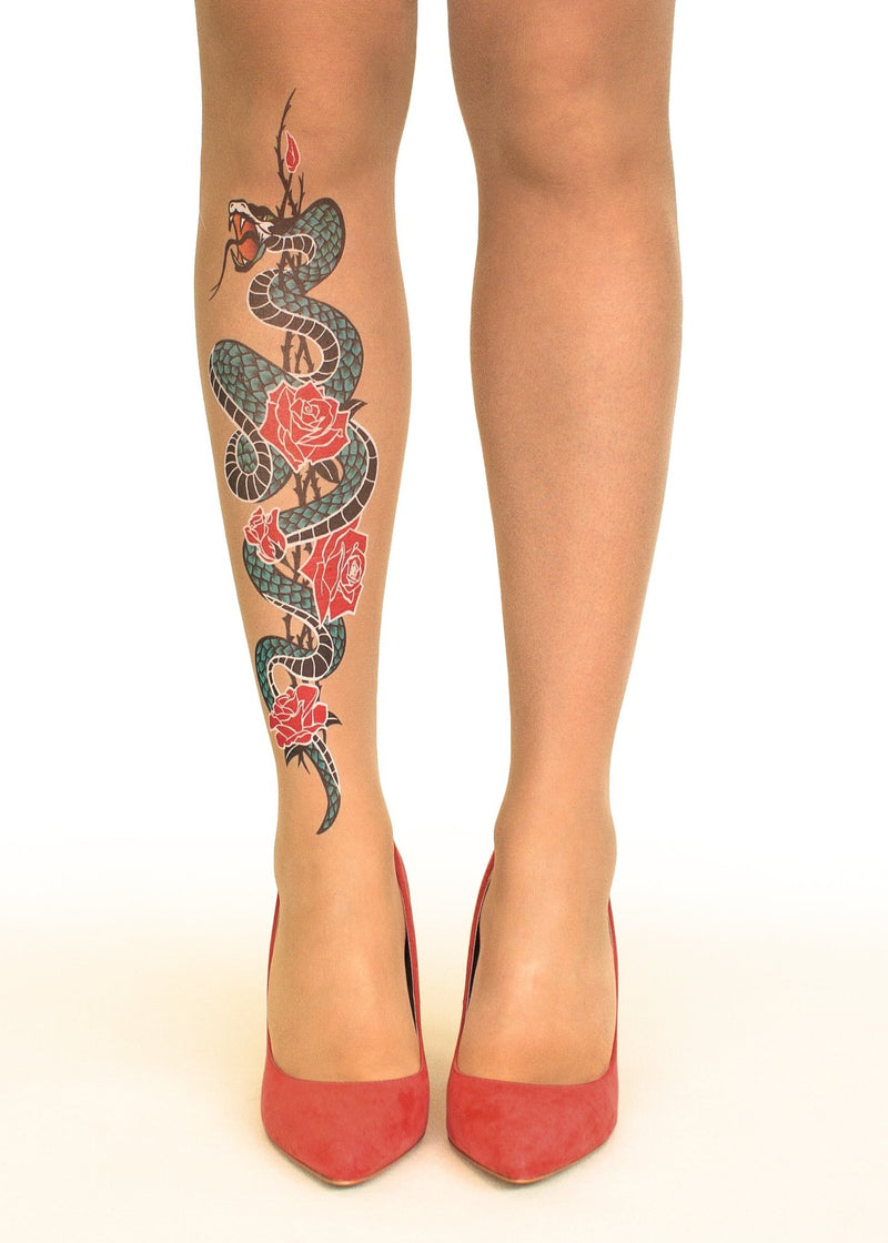 Serpent Power Tattoo Printed Sheer Tights/Pantyhose