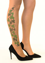 Shamrock Vine Tattoo Printed Sheer Tights/Pantyhose