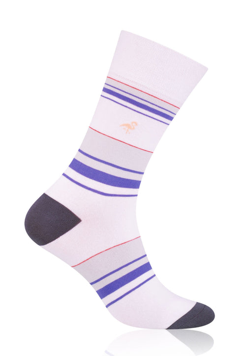 Striped Patterned Socks in White & Purple by More