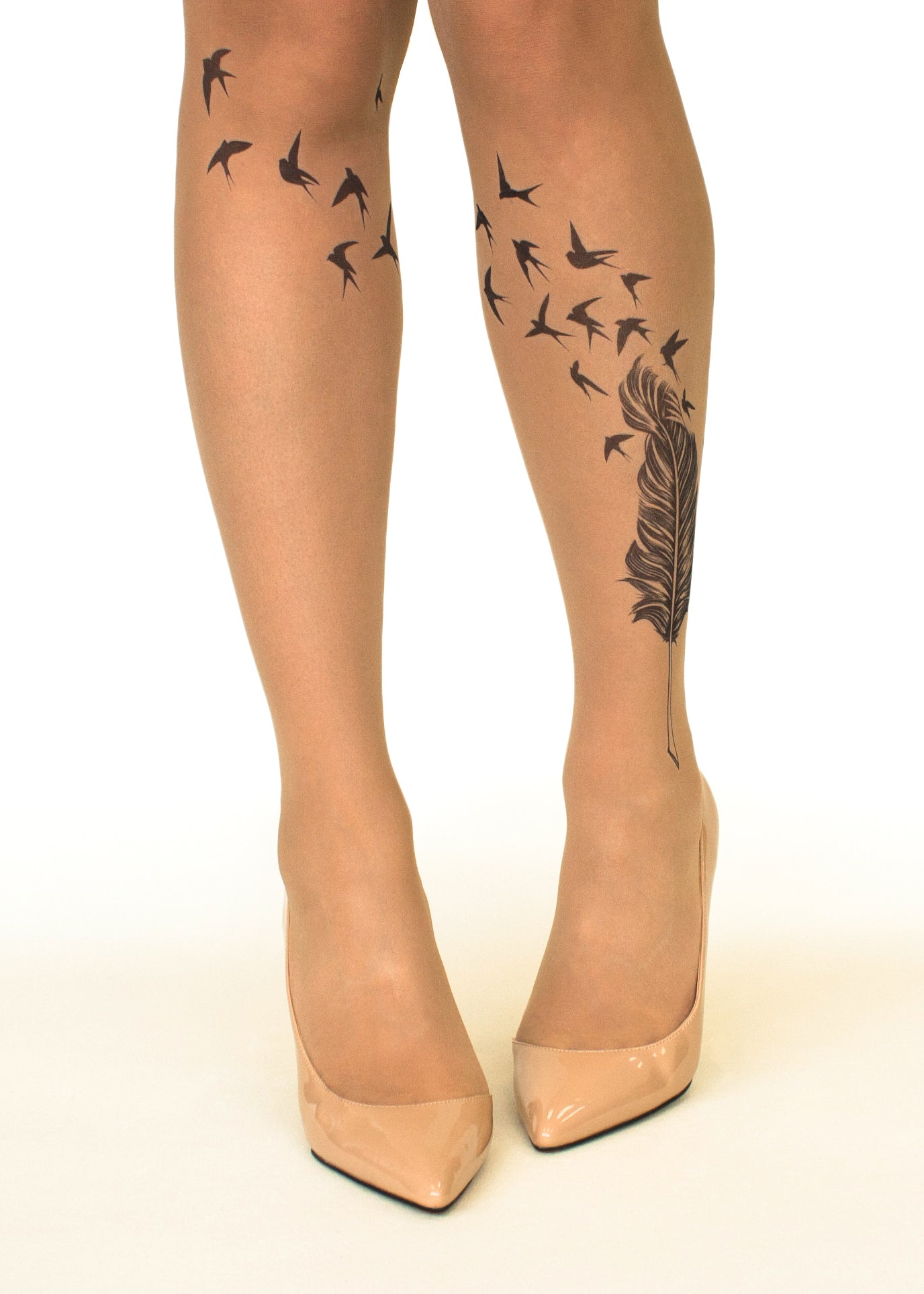Swallow Feather Tattoo Sheer Tights at Ireland's Online Shop