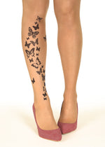 Black Butterflies Tattoo Printed Sheer Tights/Pantyhose