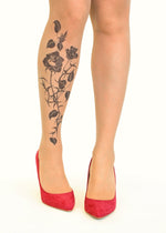 Black Roses Flower Tattoo Printed Sheer Tights/Pantyhose