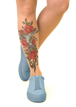 Bird N' Roses Tattoo Printed Sheer Tights/Pantyhose