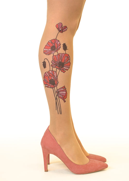 Women Sexy Retro ankle Heart feather Tattoo Stockings Pantyhose Tights  Opaque