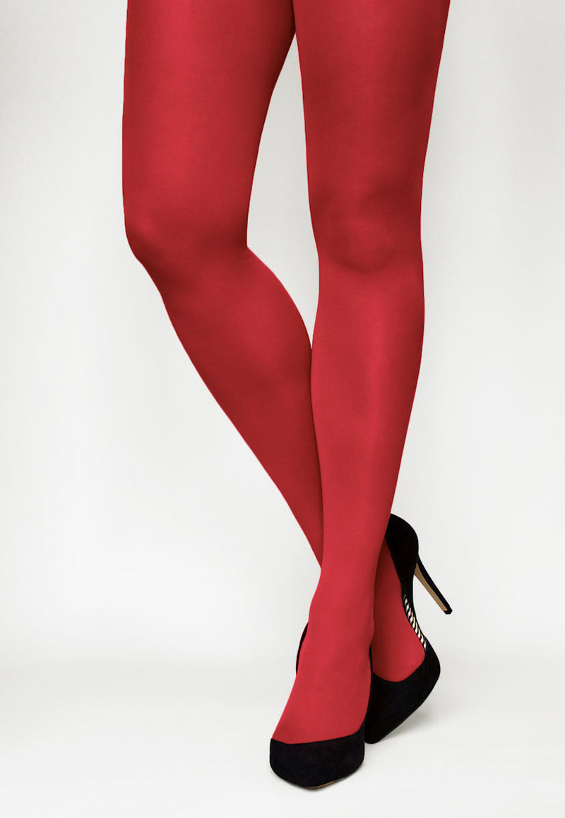 Ladies red heavy sheer tights - Ballina Costume Company