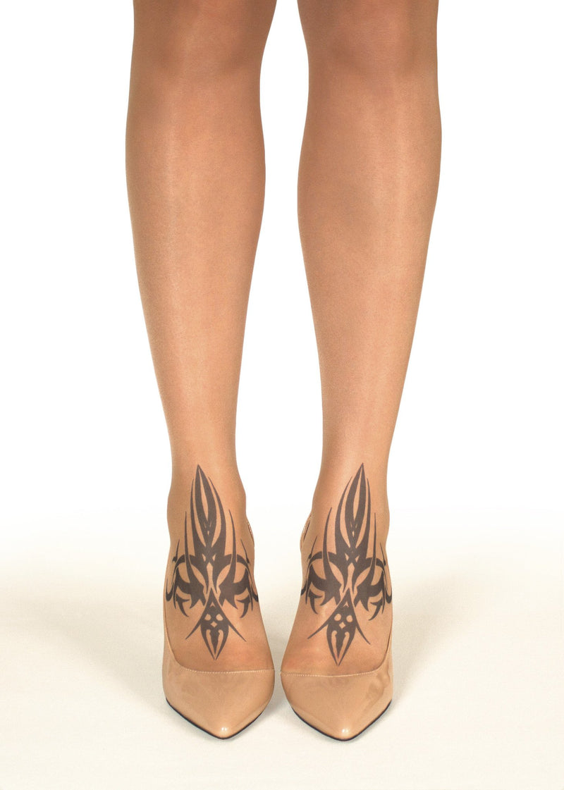 Twin Tribal Tattoo Printed Sheer Tights/Pantyhose