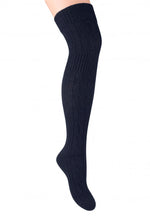 Wool Chunky Knitted Over-Knee Socks by Steven in black