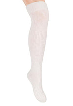 Wool Chunky Knitted Over-Knee Socks by Steven in ecru white cream