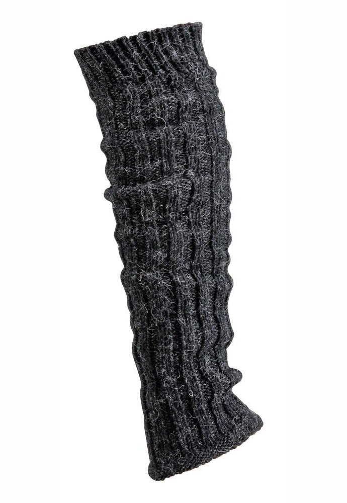 Alpaka Wool Chunky Knit Leg Warmers by Socks4Fun in black marl