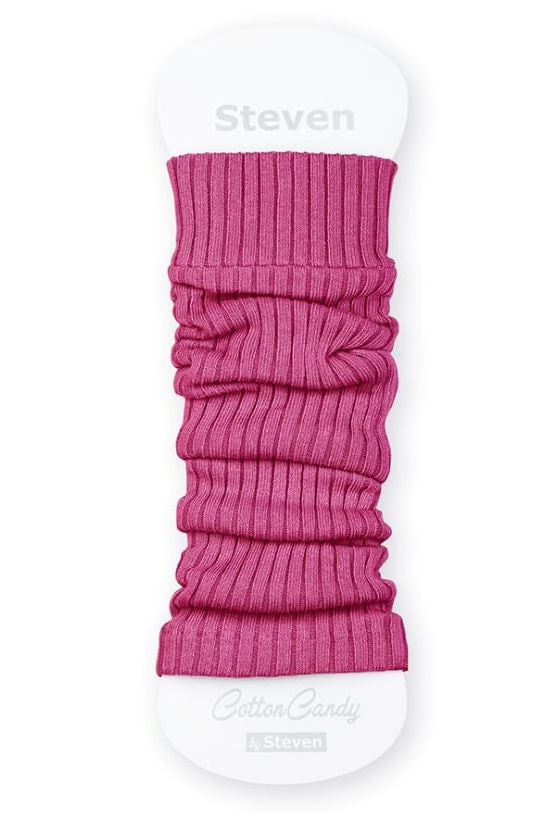 Ribbed Cotton Kids' Leg Warmers by Steven in candy pink