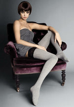 Ar Costina Cable Ribbed Opaque Hold-Ups by Veneziana in grey marl