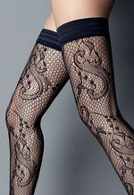 Ar Pizzo Sissi Floral Fishnet Hold-Ups by Veneziana in black