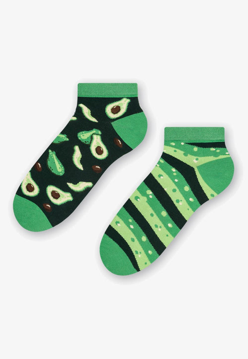 Avocado Odd Patterned Low Cut Socks in Dark Green by More