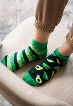 Avocado Odd Patterned Low Cut Socks in Dark Green by More