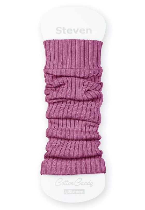 Ribbed Cotton Kids' Leg Warmers by Steven in berry pink