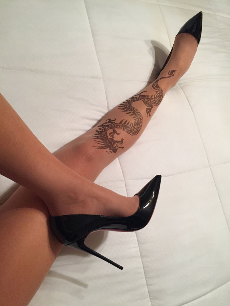 Black Dragon Tattoo Printed Sheer Tights/Pantyhose