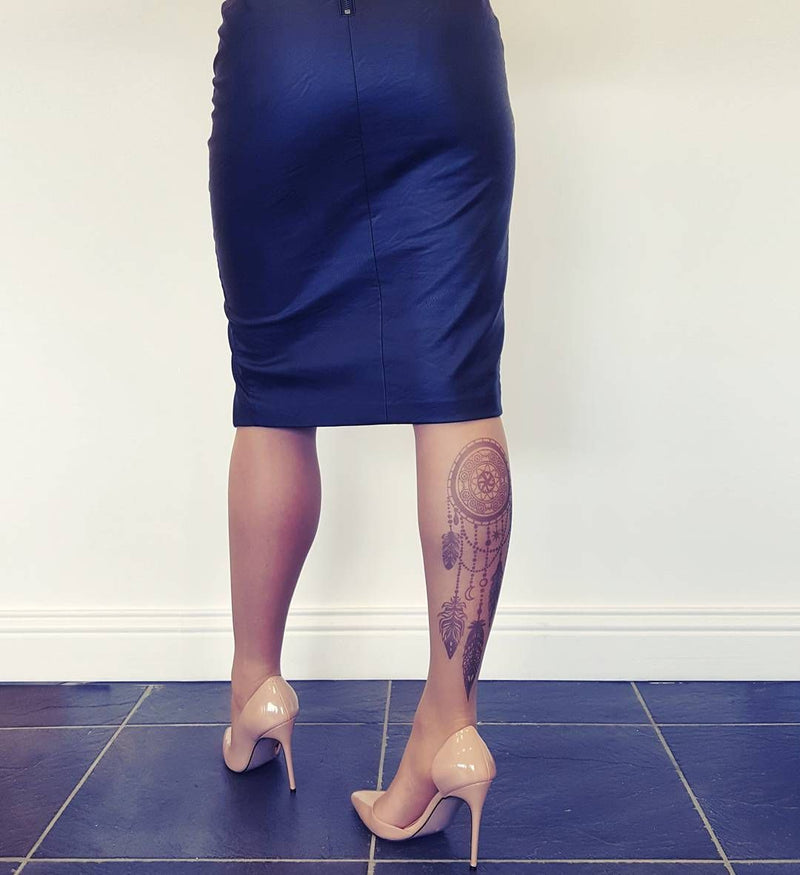 Black Dreamcatcher Tattoo Printed Sheer Tights/Pantyhose