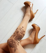 Black Garden Tattoo Printed Sheer Tights/Pantyhose