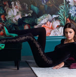 Brenda Opaque Tights with Side Baroque Design by Gabriella
