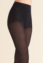 Briana Parquet Patterned Black Opaque Tights by Gabriella
