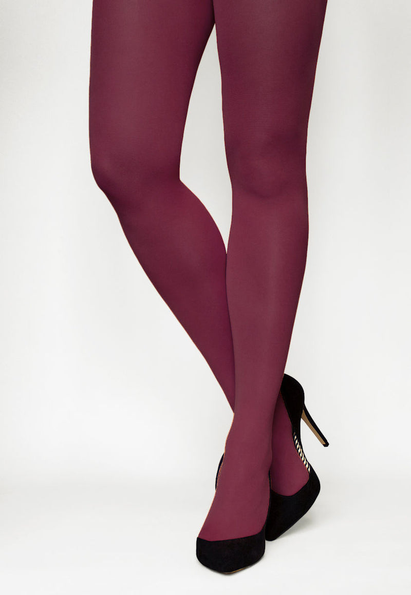 Red Opaque Full Footed Tights, Pantyhose for Women 