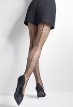 Charly 16 Golden Seamed Black Fishnet Tights by Marilyn