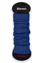Ribbed Cotton Coloured Leg Warmers by Steven in cornflower cobalt blue