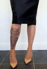 Damask Owl Tattoo Printed Sheer Tights/Pantyhose