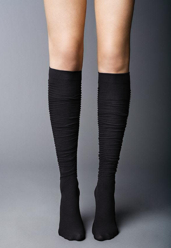 Diva Slouch Effect Opaque Knee-Highs by Veneziana in black