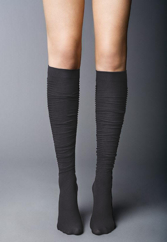 Diva Slouch Effect Opaque Knee-Highs by Veneziana in dark grey