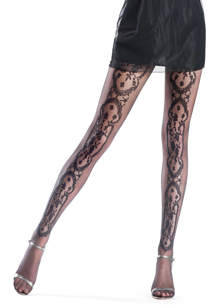 Dreamy Lace Insert & Micro Tulle Sheer Tights by Oroblu – DressMyLegs