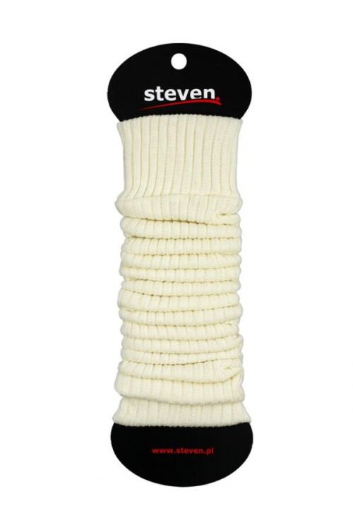 Ribbed Cotton Coloured Leg Warmers by Steven in ecru cream off white