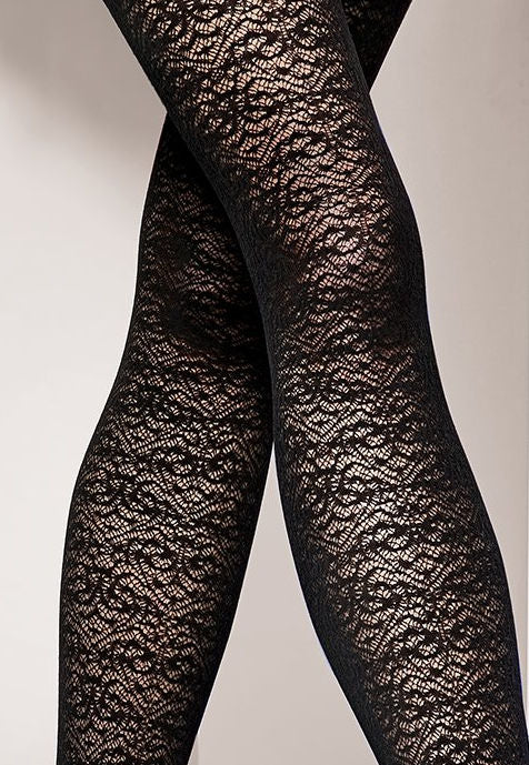 Est Belle 02 Lace Patterned Black Opaque Tights by Gatta