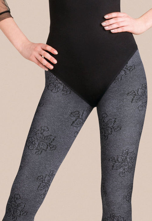 Fiona Floral Patterned Marl Opaque Tights by Gabriella