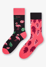 Flamingo Feathers Odd Patterned Socks in Black Pink by More