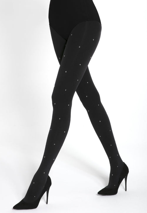 Flash & Black 04 Silver Dotted Patterned Tights by Gatta in black silver
