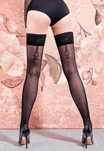 Flirt Polka Dot & Suspenders Sheer Hold-Ups by Giulia in black