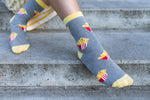 French Fries Patterned Socks in Dark Grey by More