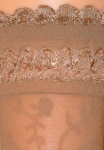 Galena Rose Vine Patterned Sheer Ankle Socks by Veneziana in visone nude tan